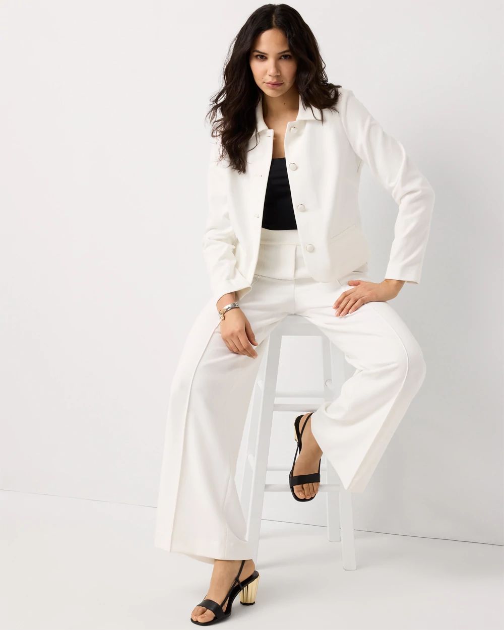 Knit Crepe Cropped Jacket | White House Black Market